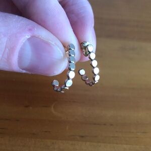 Gold dotted j hoop earrings